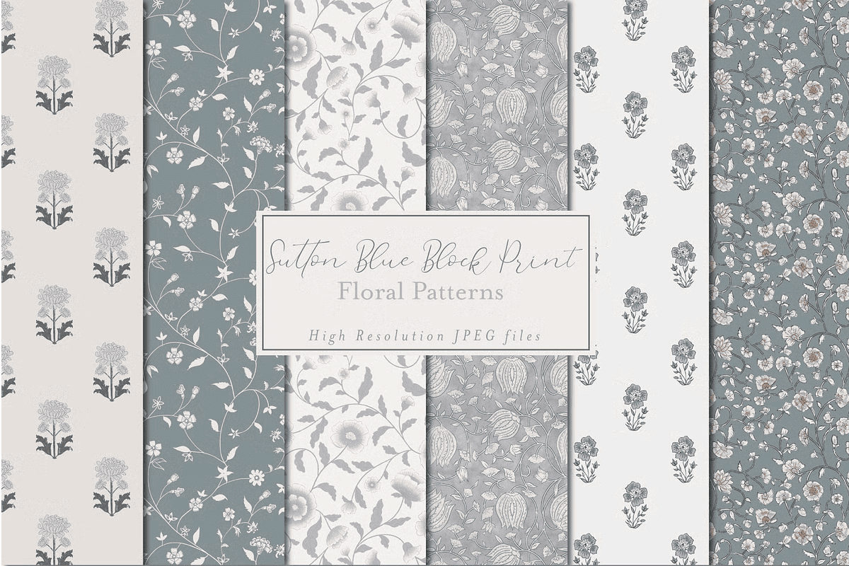 Sutton Block Print Floral Patterns - Studio Still - Graphic Design